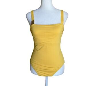 Michael Kors Sunshine Yellow Square Neck One-piece Swimsuit Minimalist NWOT 10